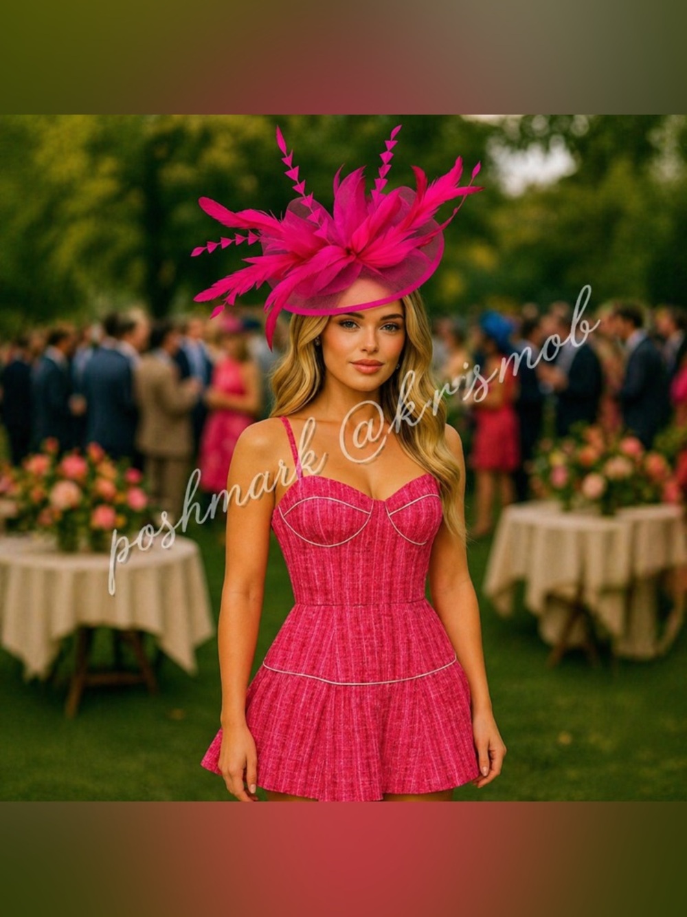 Kentucky Derby Hat Fascinator Oaks Vibrant Feather Tea Statement Headwear
